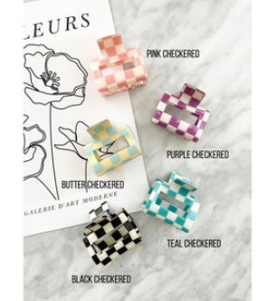 Checkered 2-Inch Hair Clips - CAMILA CHECKERED