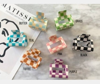 Checkered 2-Inch Hair Clips - CAMILA CHECKERED