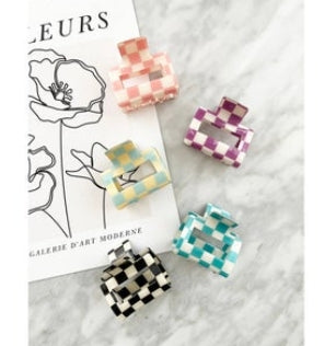 Checkered 2-Inch Hair Clips - CAMILA CHECKERED